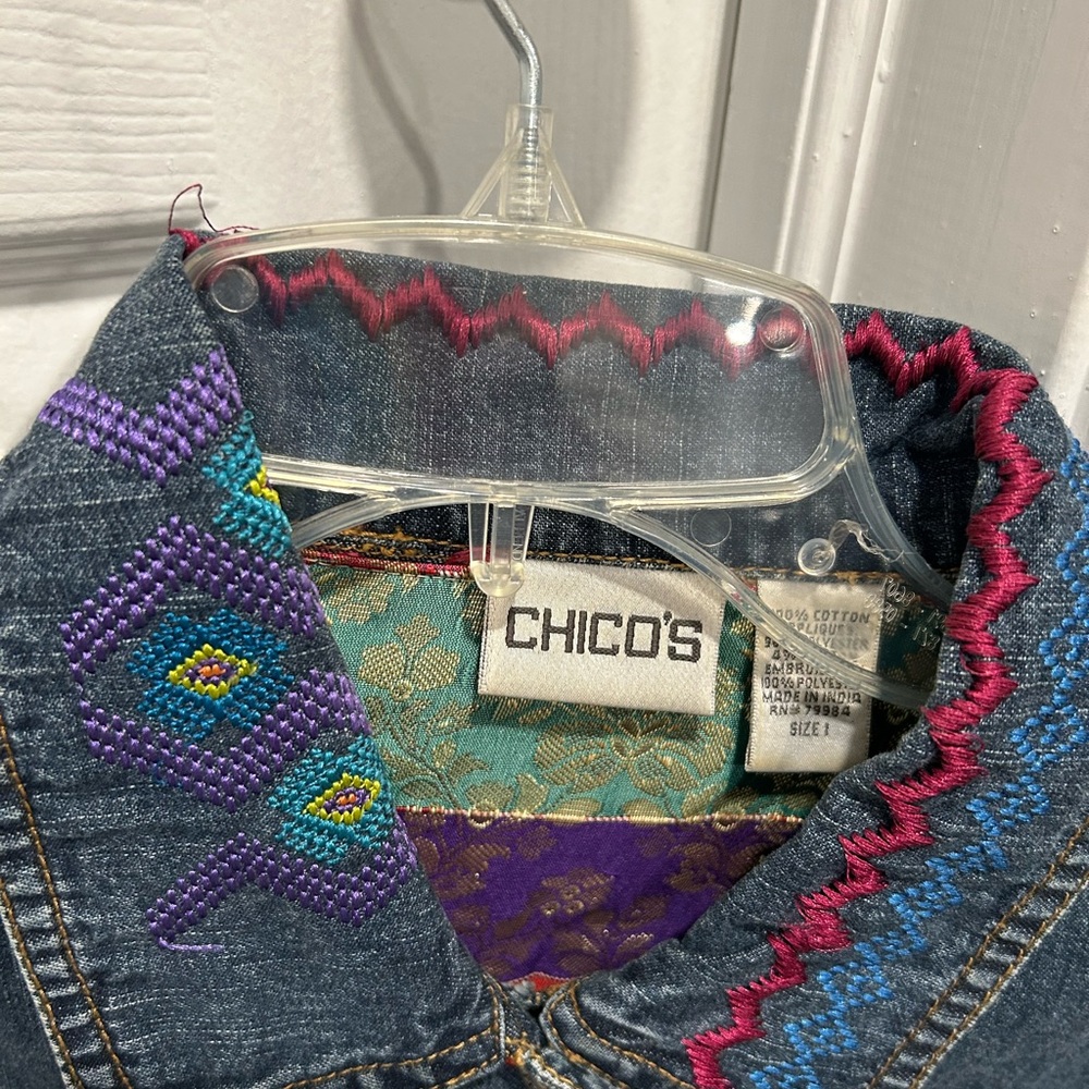 *** Chicos Multi Colored Jean Jacket - image 2